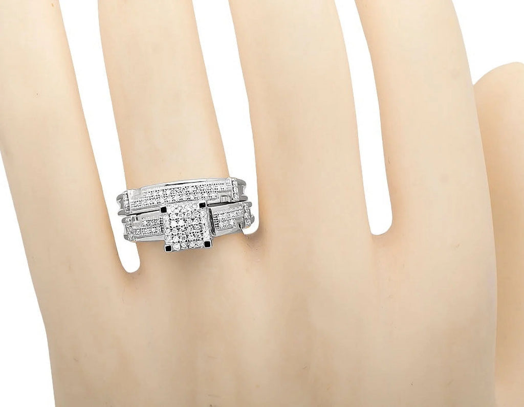 10K White Gold Diamond Trio Engagement Ring 0.50 Ct S96015