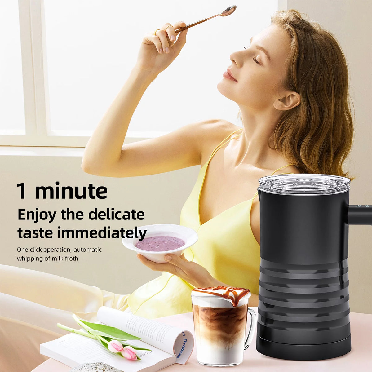 Electric Milk Frother and Steamer 4 in 1, 400W Non-Stick 580ml I176103
