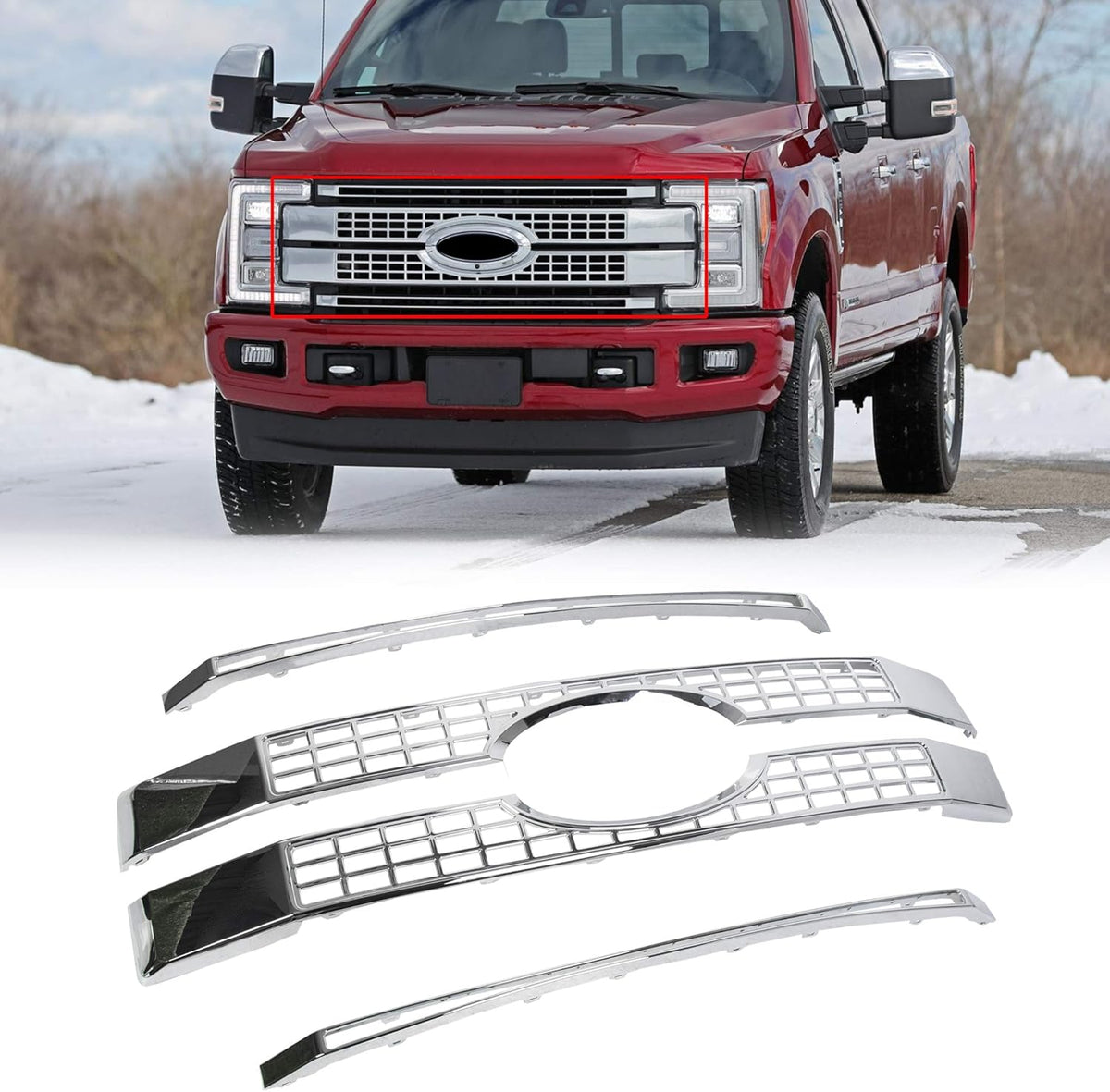 Chrome Front Hood Bumper Grille 4PCS S3539