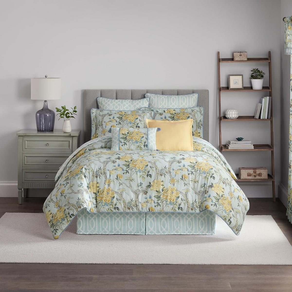 4 Piece Cotton Queen Comforter Set Blue K89983