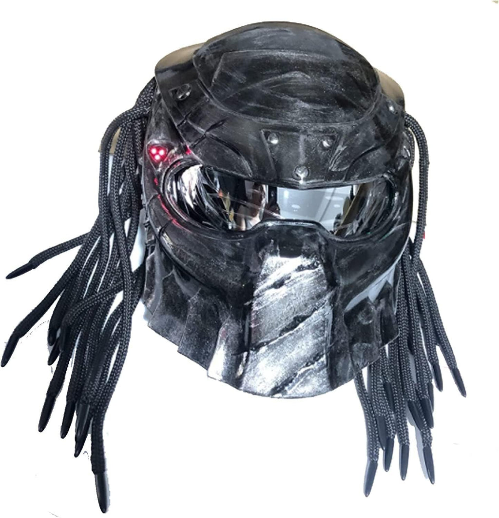 Motorcycle Full Face Helmet Carbon Fiber with LED Light DOT Approved E80767