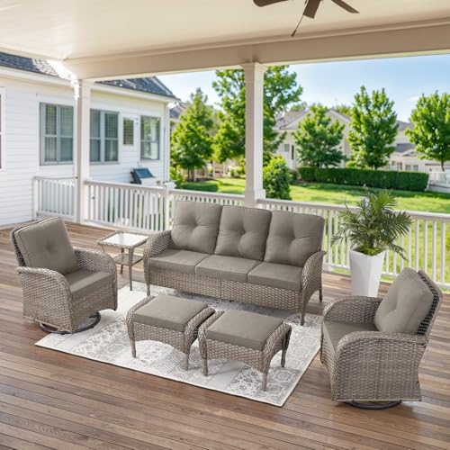 Brown Wicker High Back Patio Club Chair Set of 2 with Removable Cushions R52665