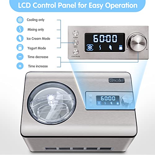Ice Cream Maker with Compressor, 4 Modes, LCD Display S475345