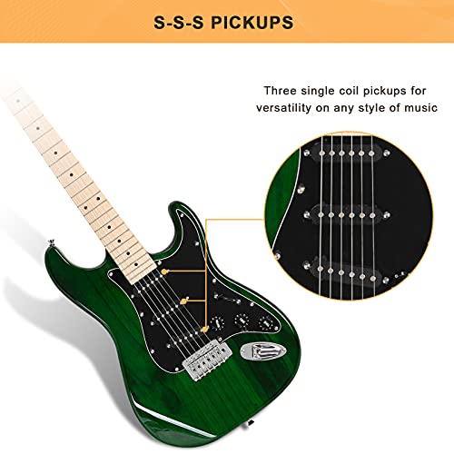 Full Size Electric Guitar with 20W Amp and Accessories Pack Guitar Bag (Blue) J754