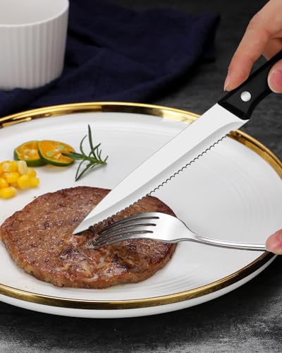 48-Piece Stainless Steel Hammered Silverware Set with Steak Knives S37758