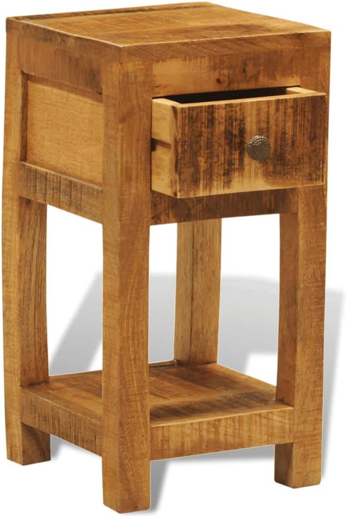 Solid Mango Wood 1 Drawer Side Table F51240