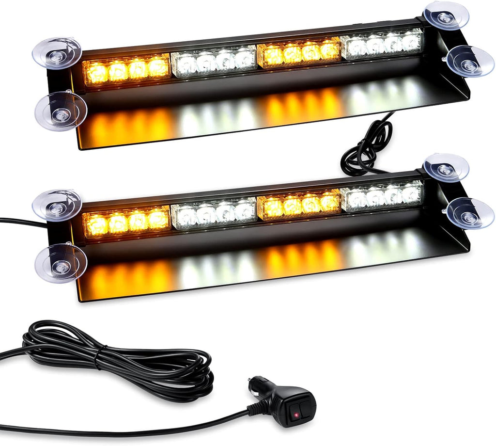 Amber White LED Emergency Dash Light Bars Q78744