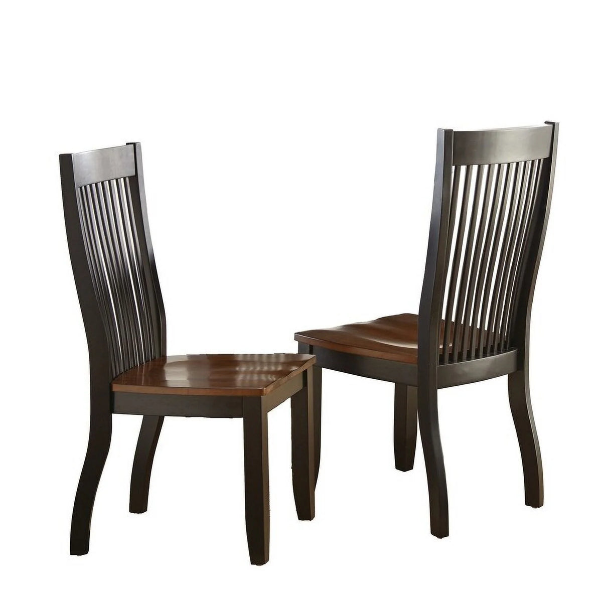 Farmhouse Style Solid Wood Dining Chair Set of 2 Dark Oak J876465