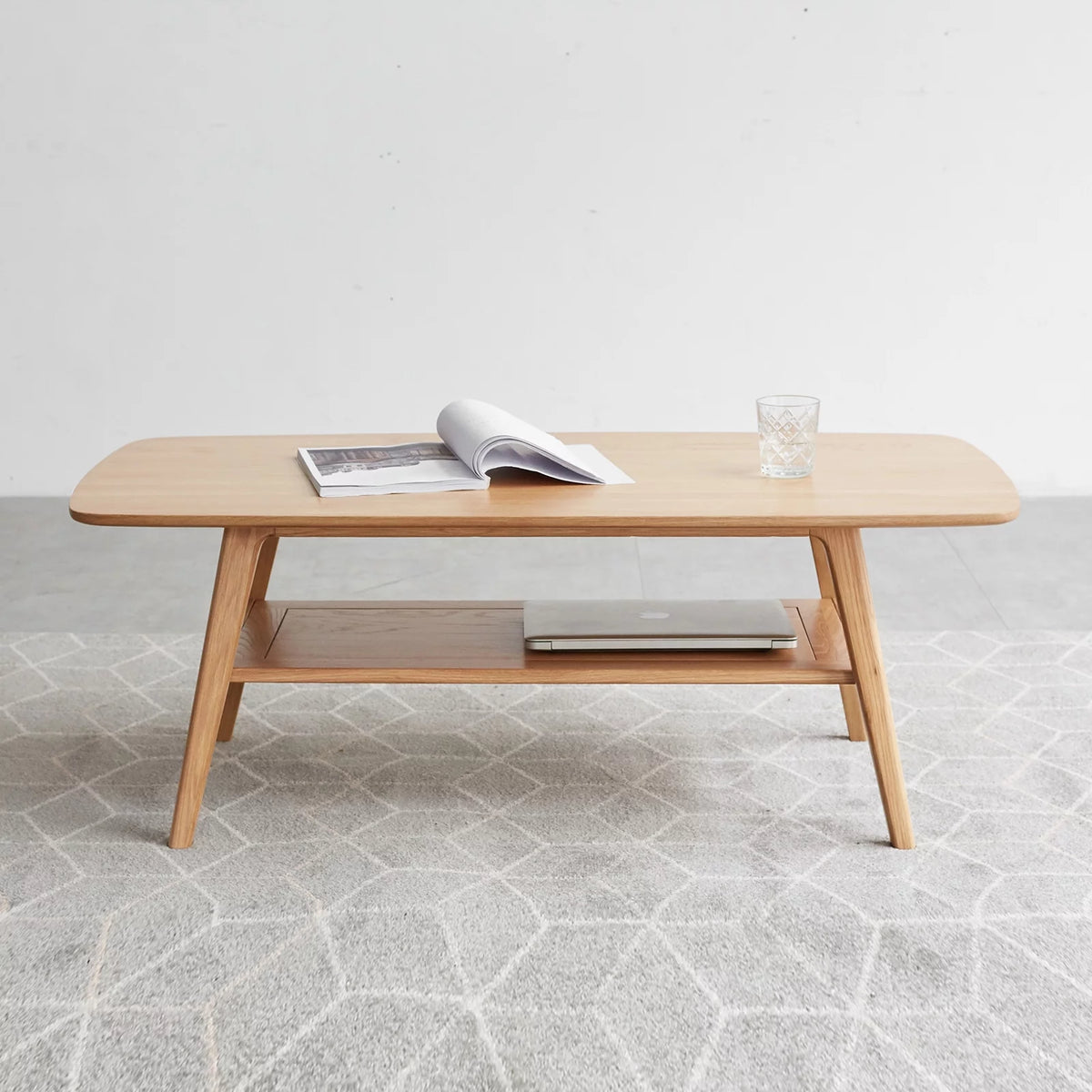Solid Wood Coffee Table with Storage Shelf 120 x 56 x 44 cm K1146