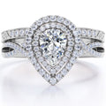 1.75 Carat Almond Shape Moissanite Crossover Wedding Set S92549