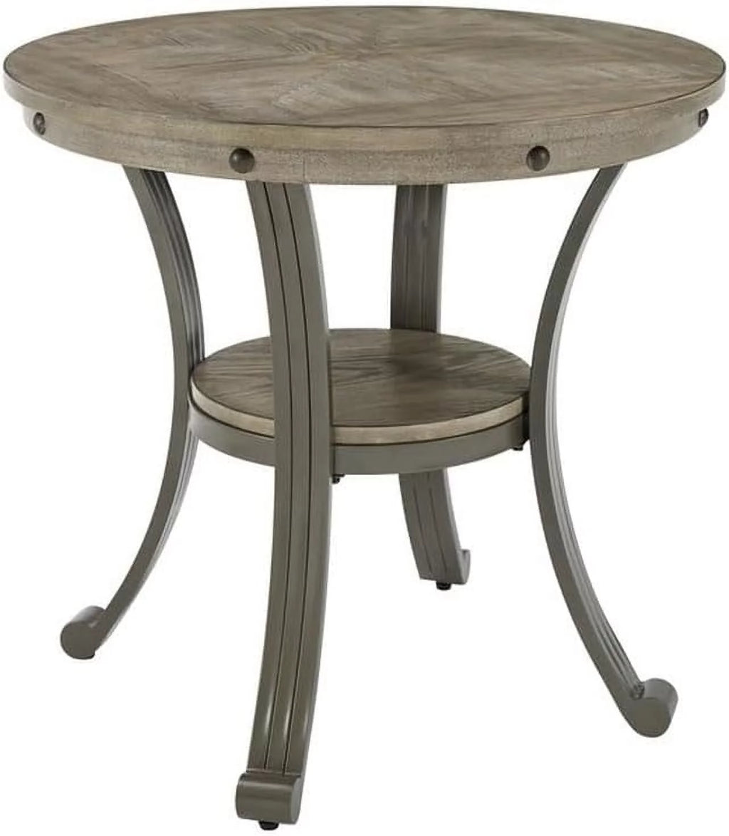 Metal and Wood Round Accent Table A2960