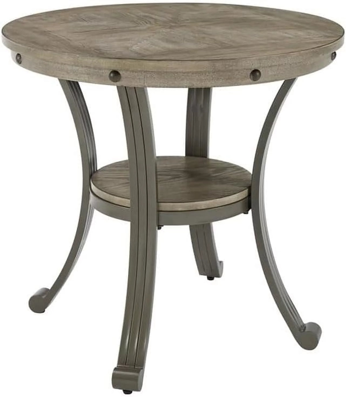 Metal and Wood Round Accent Table A2960