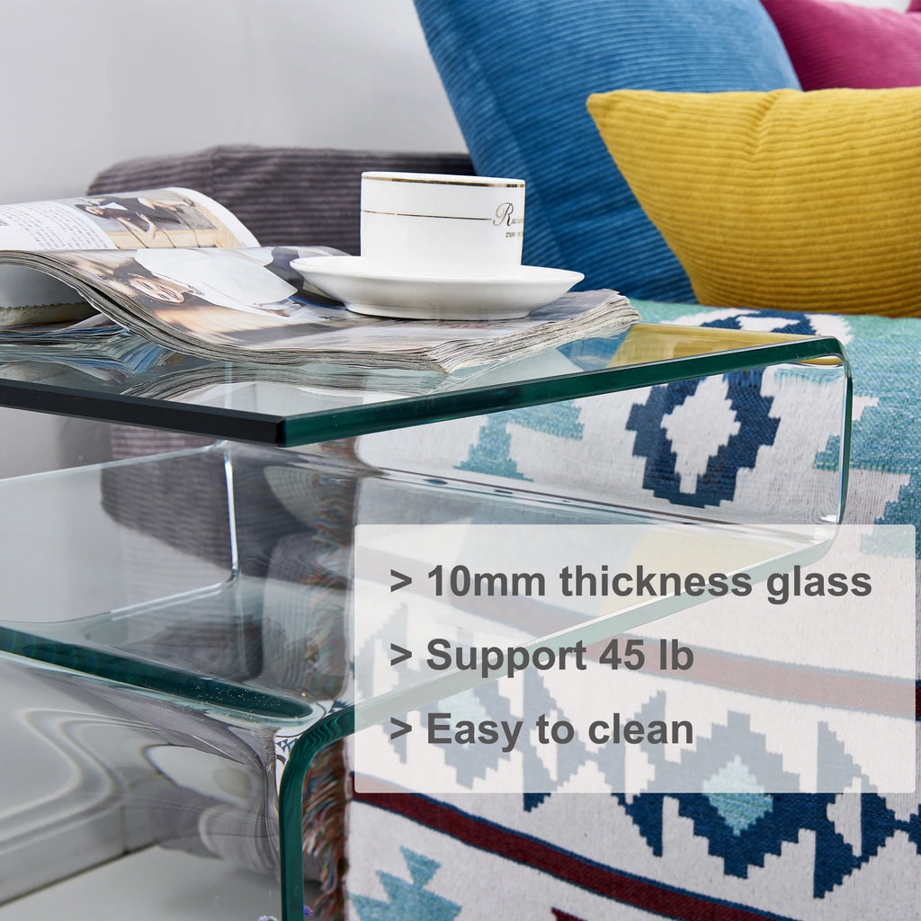 Clear Glass S-Shape End Table U15812