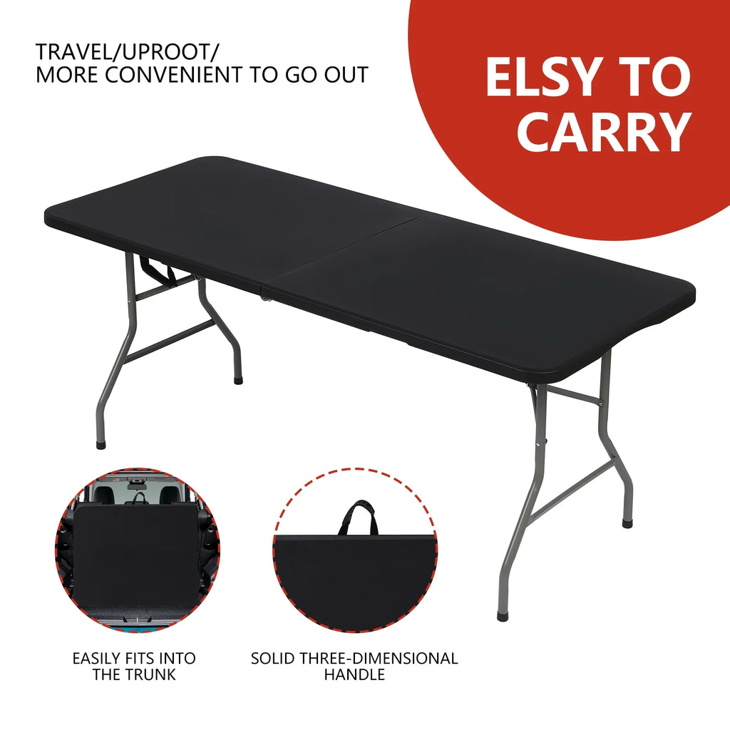 6ft Black Folding Plastic Table N27217