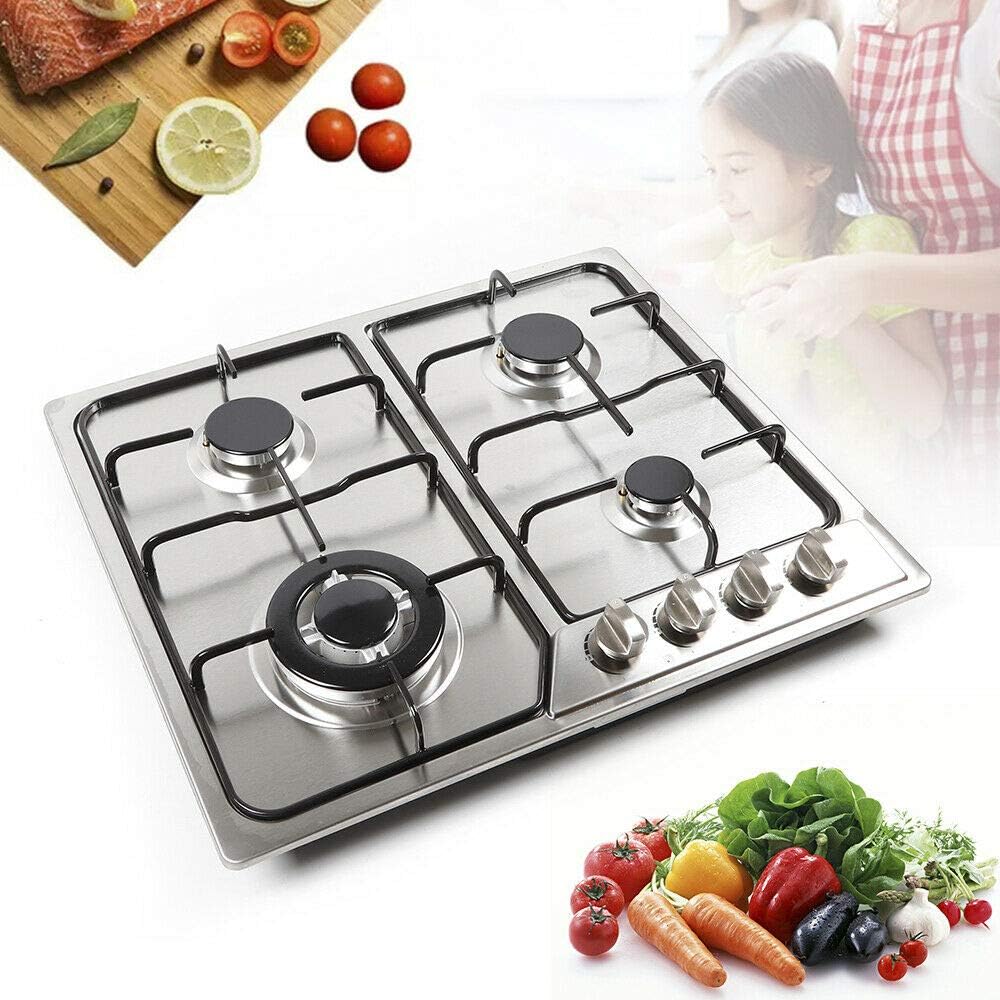 Stainless Steel 4 Burner Gas Cooktop with Cast Iron Grates J2864