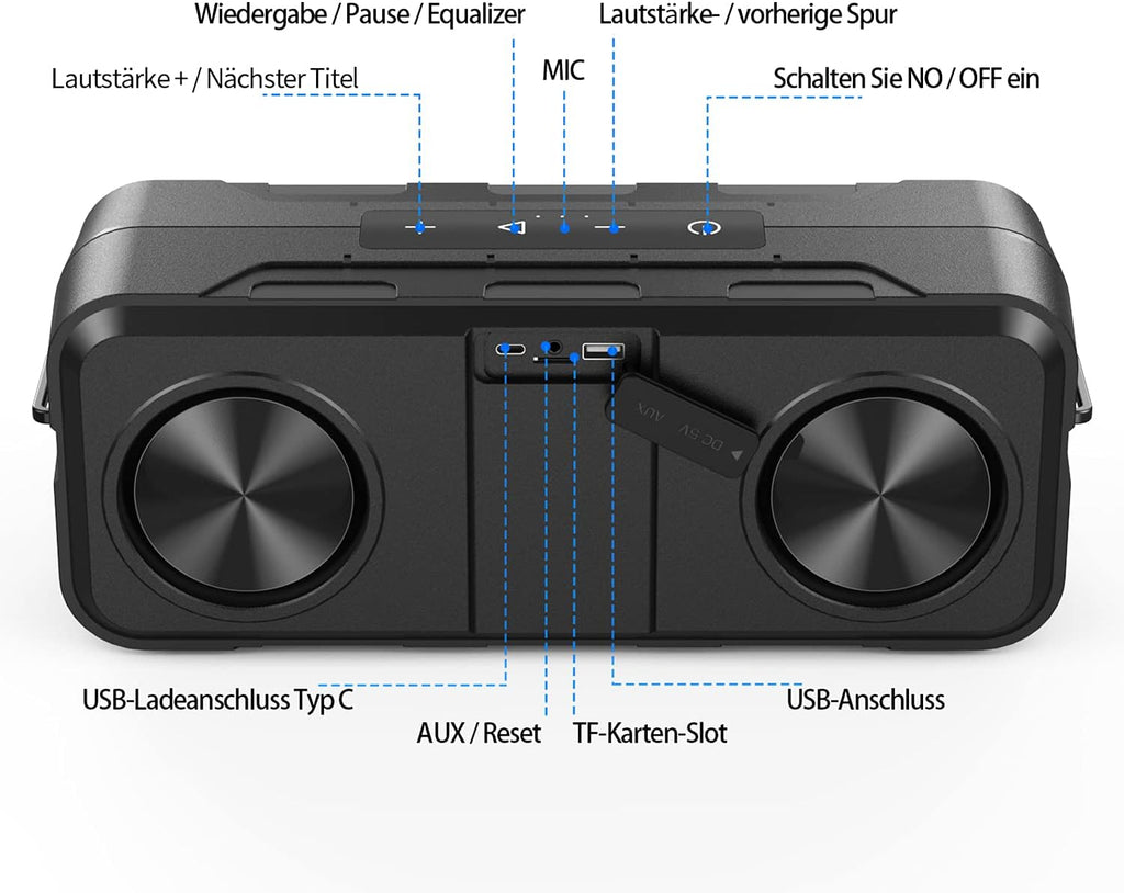 60W IPX6 Waterproof Portable Bluetooth Speaker with 8000mAh Power Bank K4509