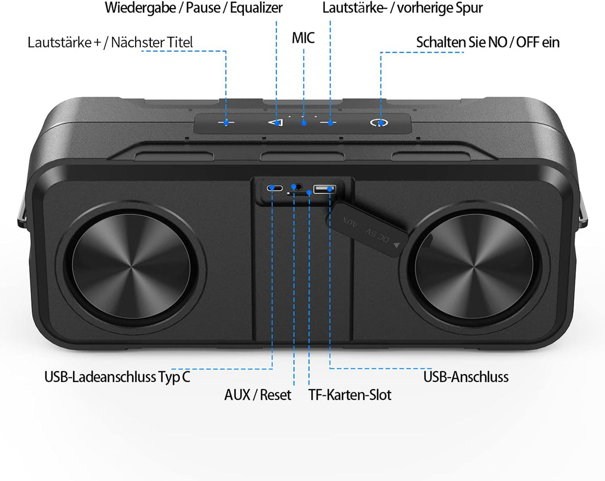 60W IPX6 Waterproof Portable Bluetooth Speaker with 8000mAh Power Bank K4509