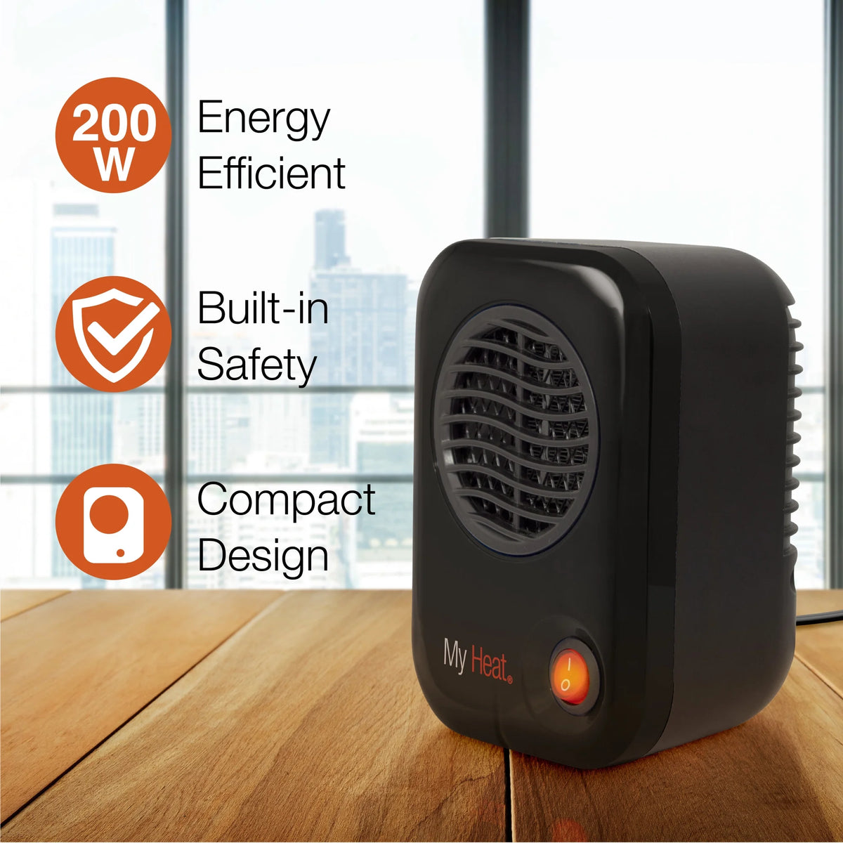 Black 6" Personal Tabletop Space Heater V5722