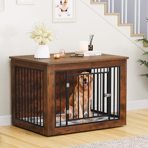 38"L Rustic Brown Dog Crate Furniture D705171