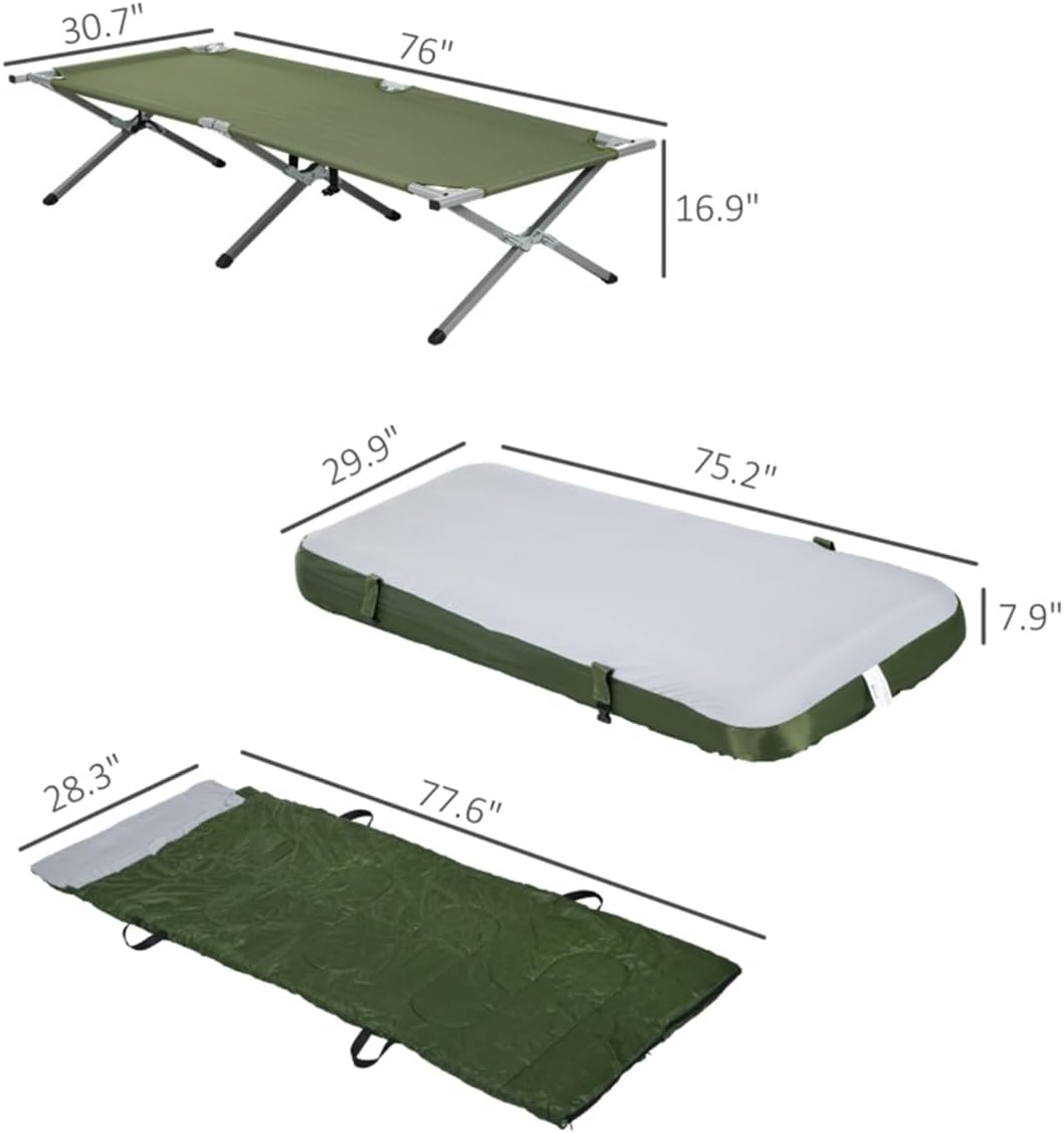 Elevated Folding Camping Cot with Sleeping Bag A3872