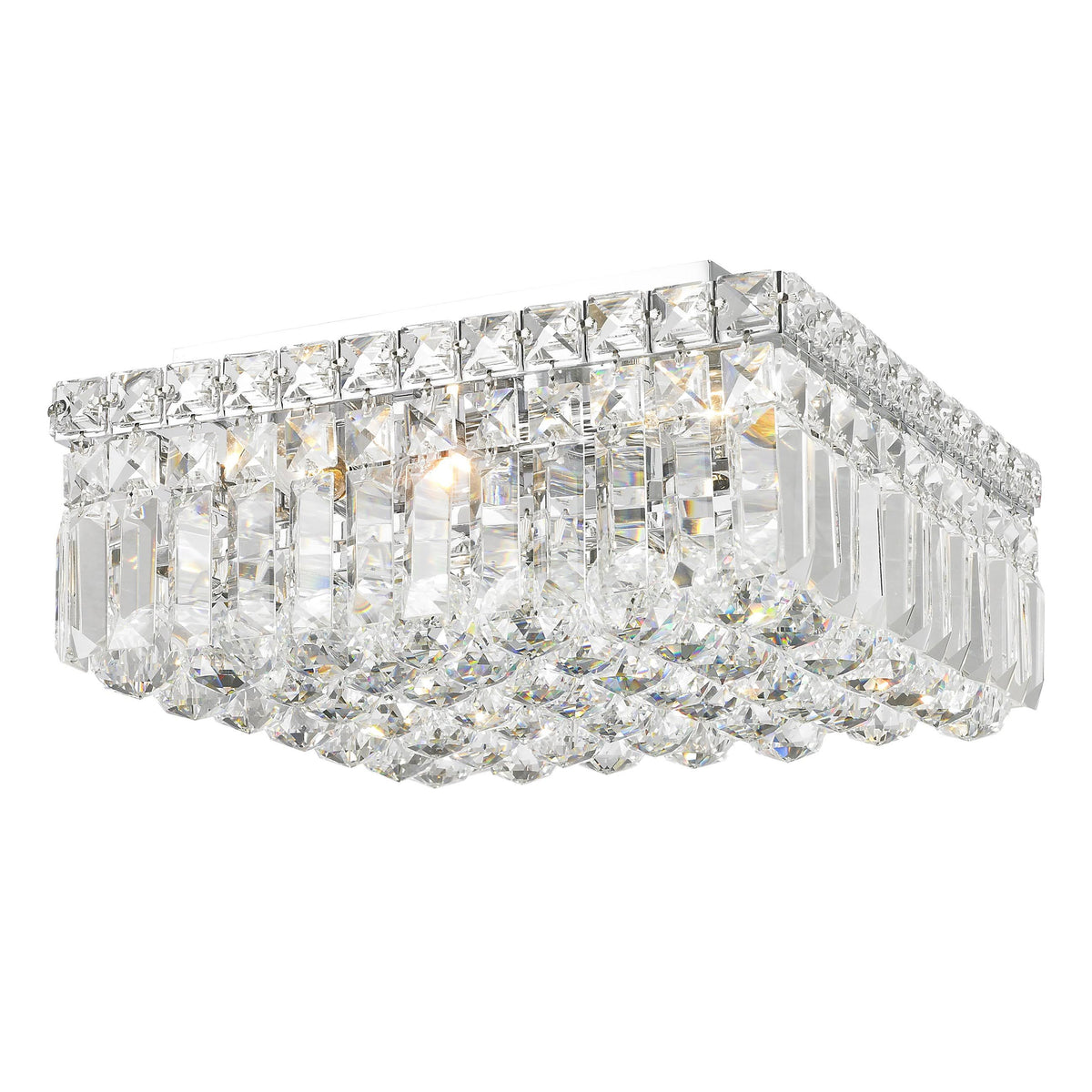 4 Light Chrome and Clear Crystal Flush Mount Ceiling Light T568