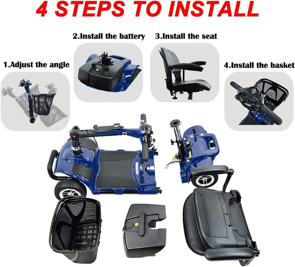 Blue Collapsible 4 Wheel Mobility Scooter P67114