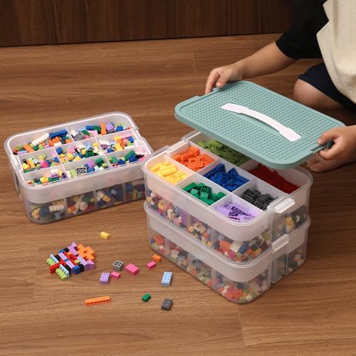 Blue Toy Storage Organizer with Compartments and Lids R313309