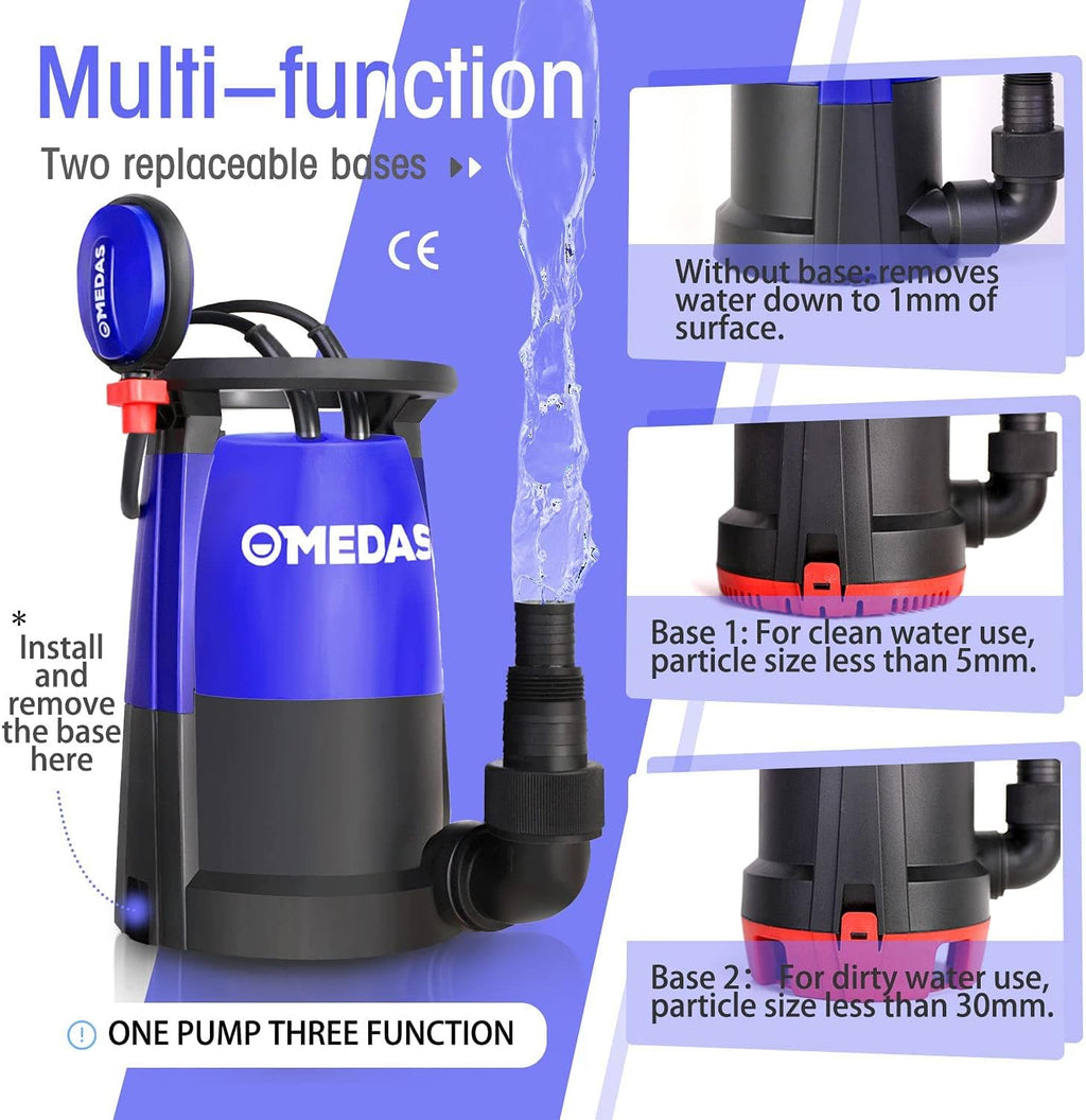 3 in 1 Submersible Pump 1/2HP 400W 2905GPH with Float Switch L80144