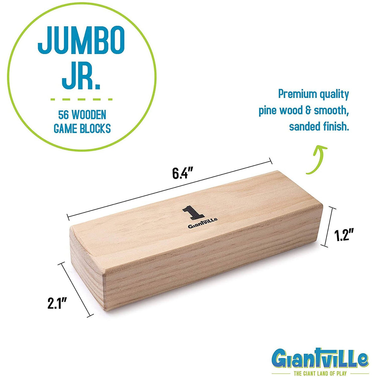 56 Pieces Pine Wood Tumbling Timber Blocks Floor Game with Carry Bag E51152