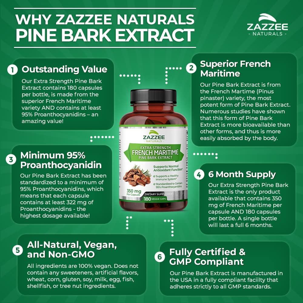 French Maritime Pine Bark Extract 350 mg 180 Vegan Capsules Z446604