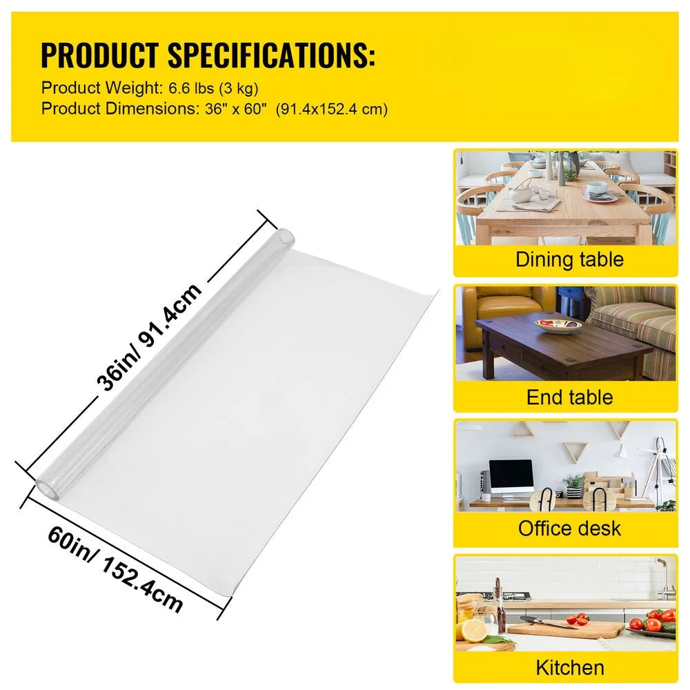 36x60" PVC Waterproof Transparent Tablecloth F822
