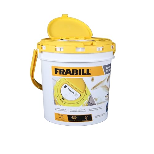 Insulated Bait Bucket with Built in Aerator, White and Yellow, 1.3 Gallons J64147