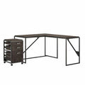 Dark Gray Hickory Desk with Filing Cabinet Set S34008