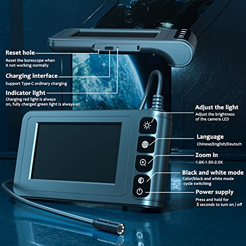 16.5FT Semi-Rigid Cable Endoscope Camera with 4.3'' LCD Screen C46124