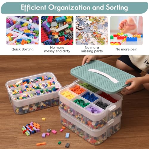 Blue Toy Storage Organizer with Compartments and Lids R313309