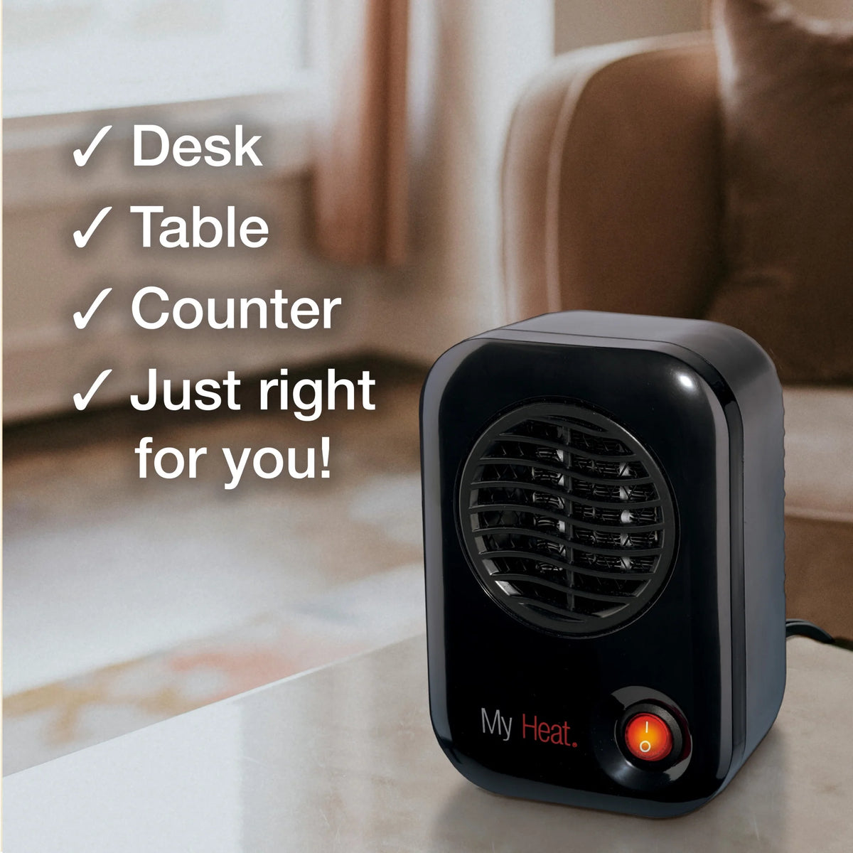 Black 6" Personal Tabletop Space Heater V5722