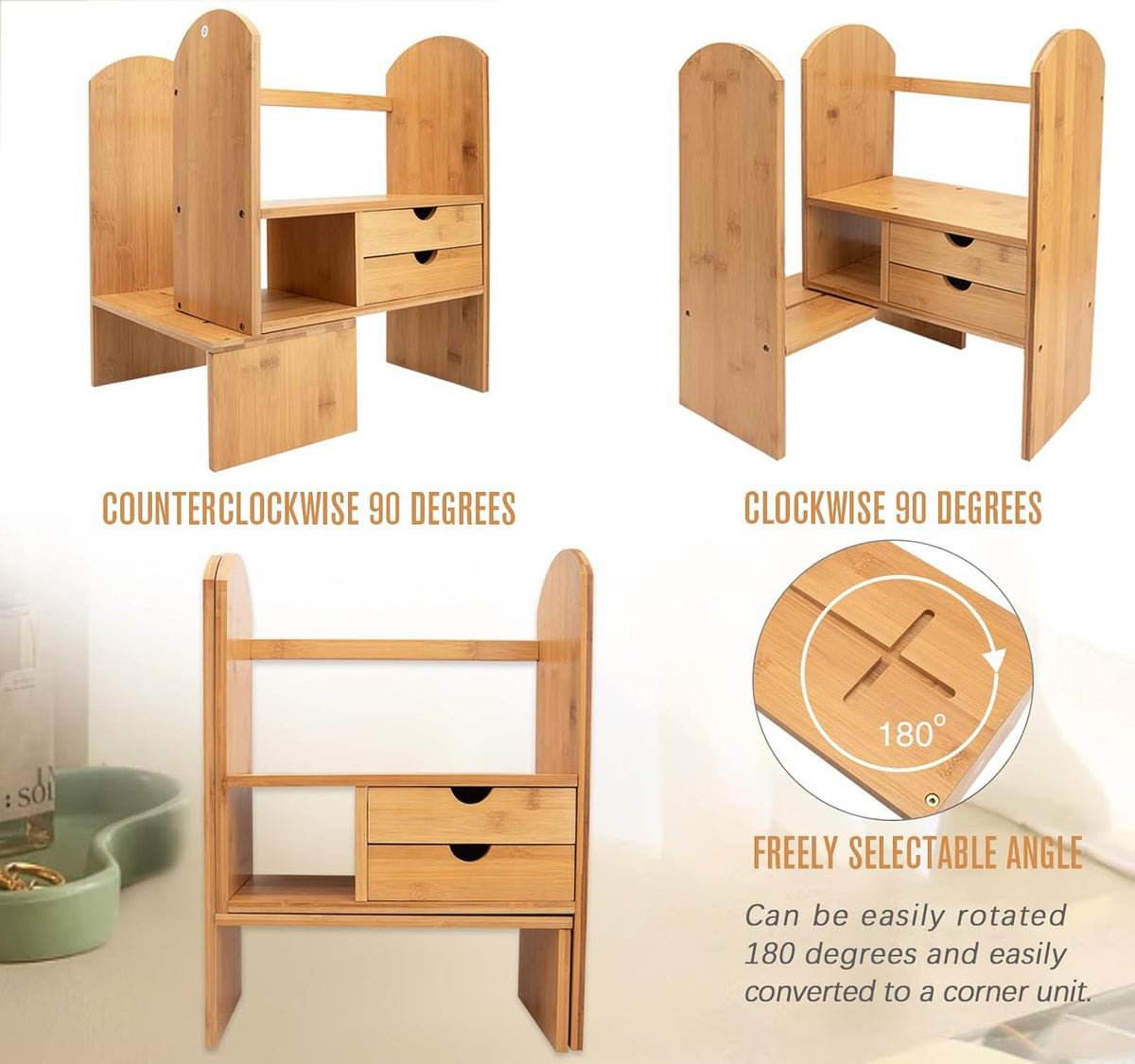 Bamboo Desktop Bookshelf Organizer I40332