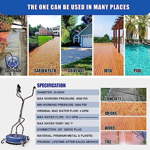 20'' 4500PSI Pressure Washer Surface Cleaner with Wheels G1676