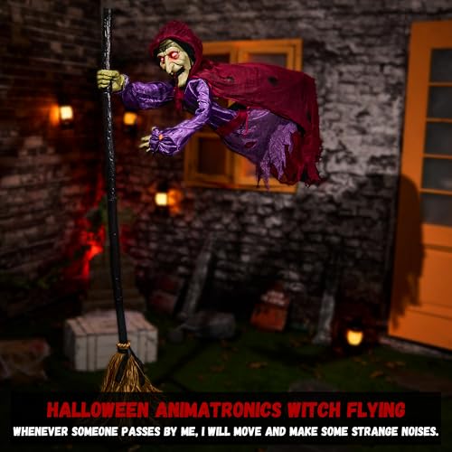 6ft Animated Flying Witch with Sound Activated Z42477