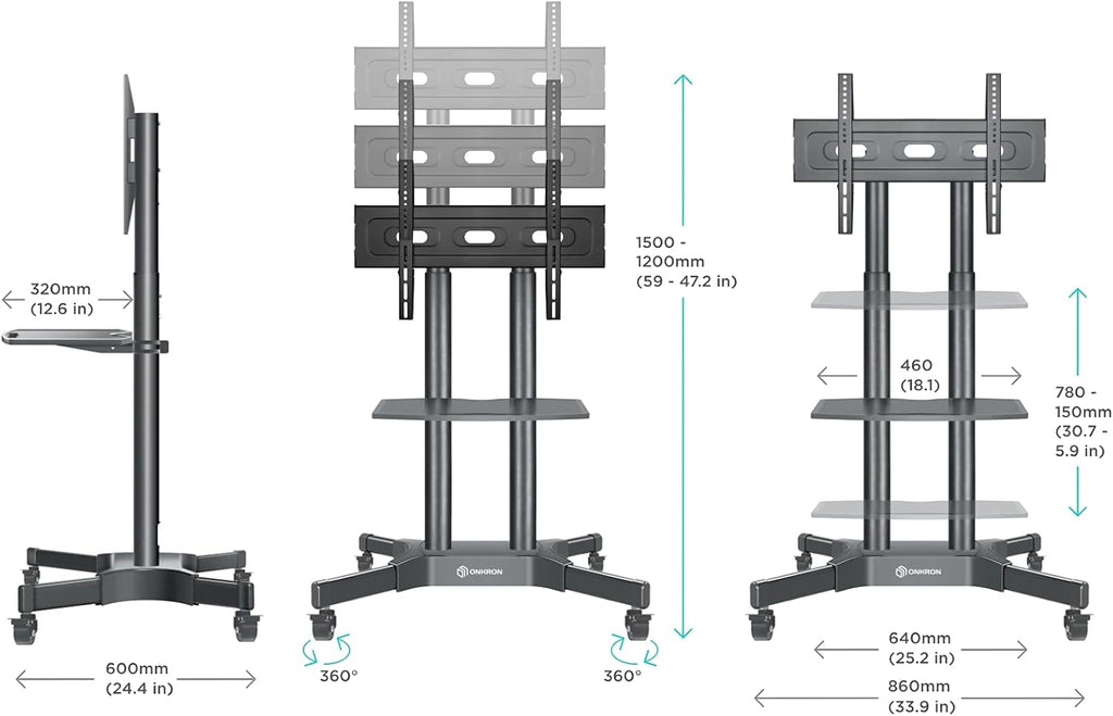 Mobile TV Stand for 40 to 65 Inch TV with Wheels Shelves N944966