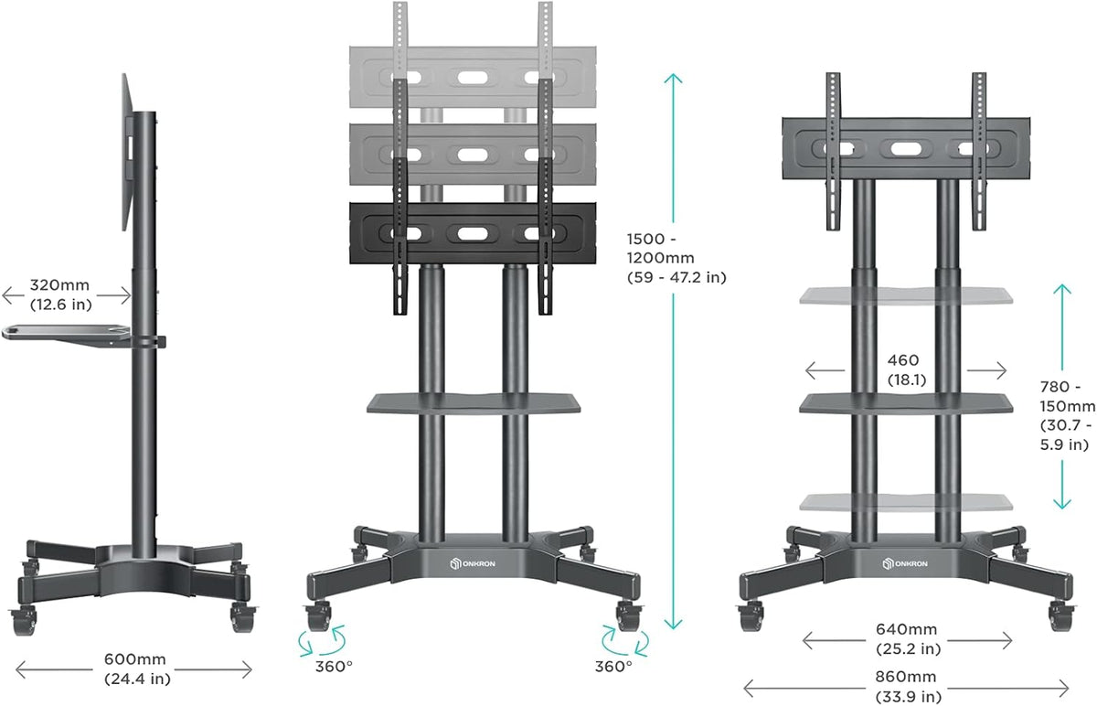 Mobile TV Stand for 40 to 65 Inch TV with Wheels Shelves N944966