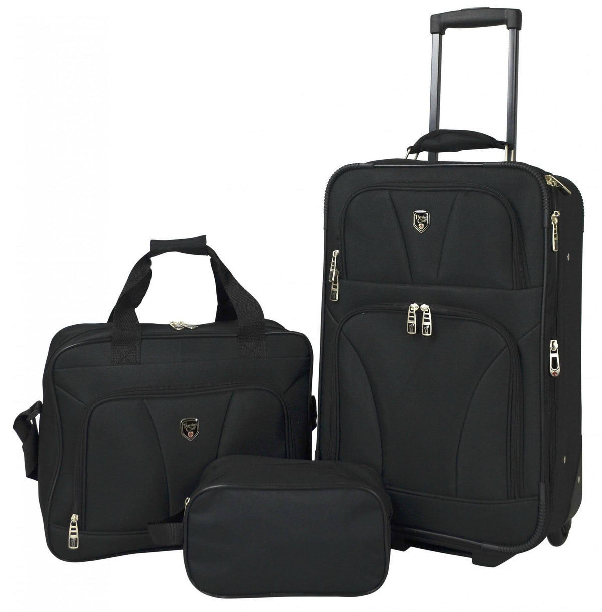 Expandable Rolling Carry-On 3-Piece Set Black K833