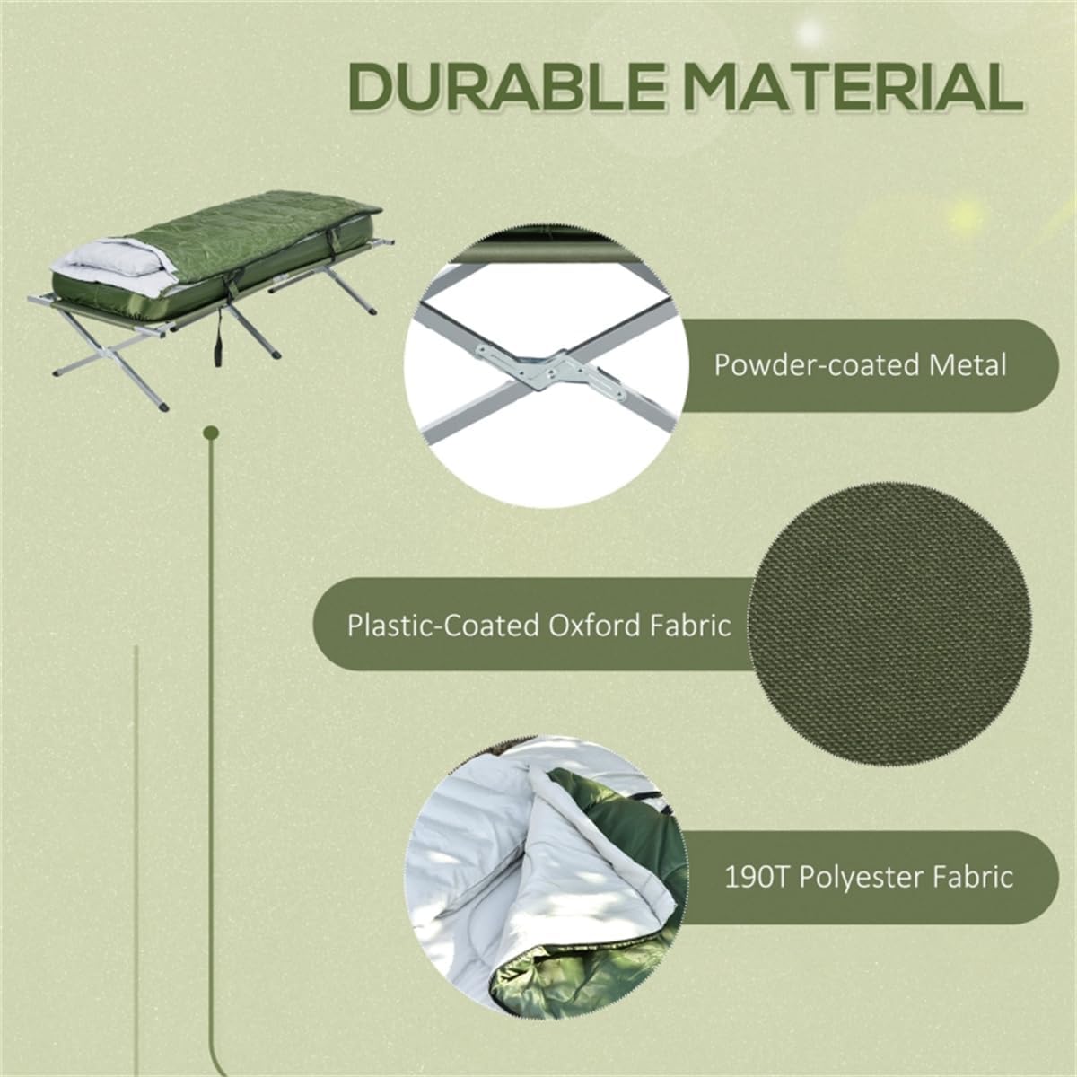 Elevated Folding Camping Cot with Sleeping Bag A3872