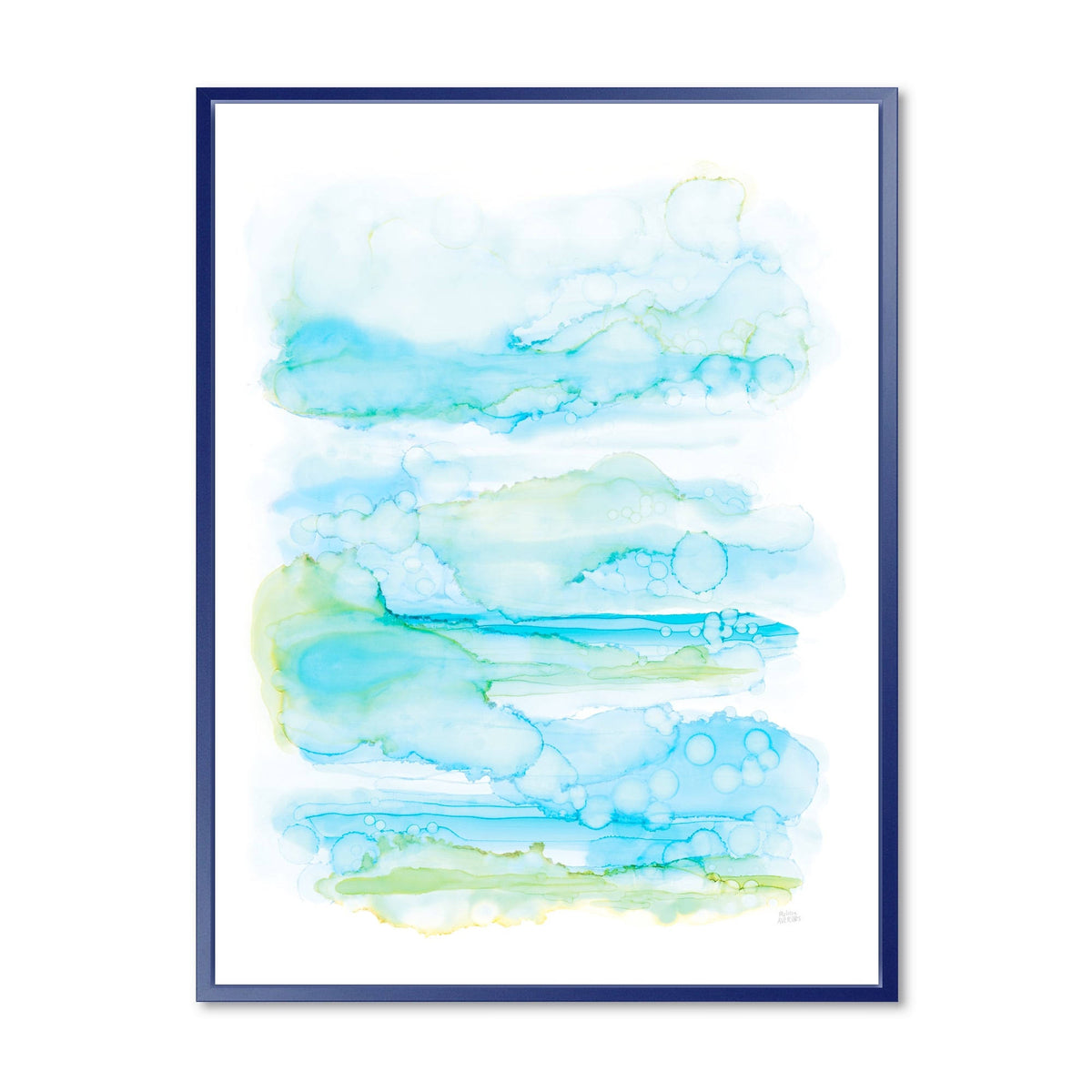 Abstract Blue and Green Framed Canvas 16 in. Wide x 32 in. High W21924
