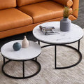 White Marble Top Black Frame Nesting Tables U7602