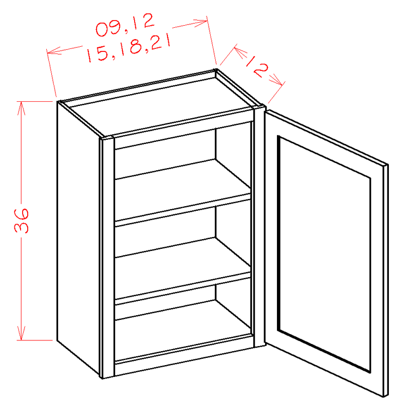 Grey 1 Door 2 Shelves Wall Cabinet L851513