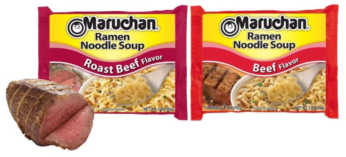 Ramen Beef and Roast Beef Noodles Variety Pack Soup, 3 Oz, 24 Ct B98726