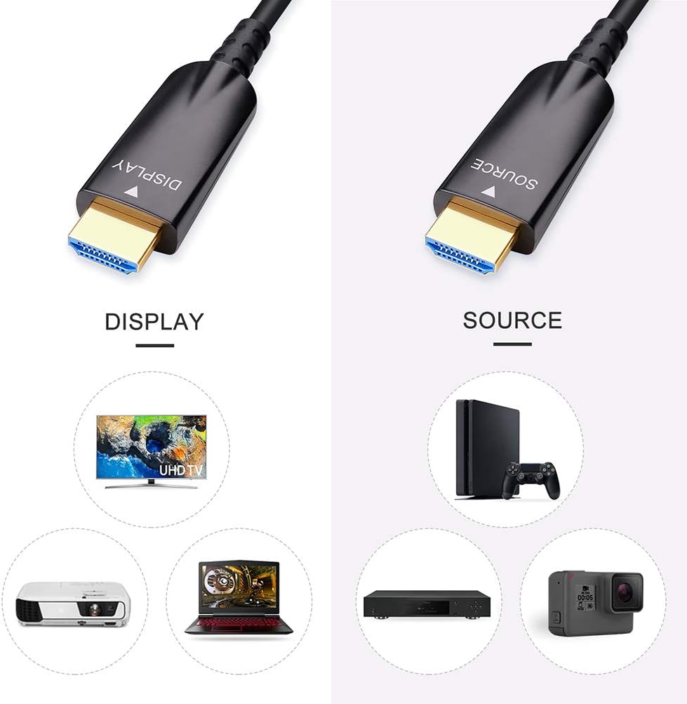 328 Feet Fiber Optic HDMI Cable 4K 30Hz 1080p 60Hz Black U163