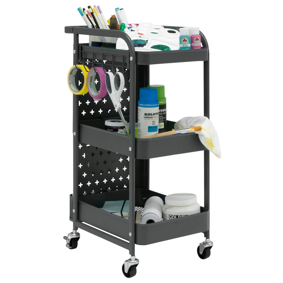 3-Tier Metal Utility Cart - White R3129