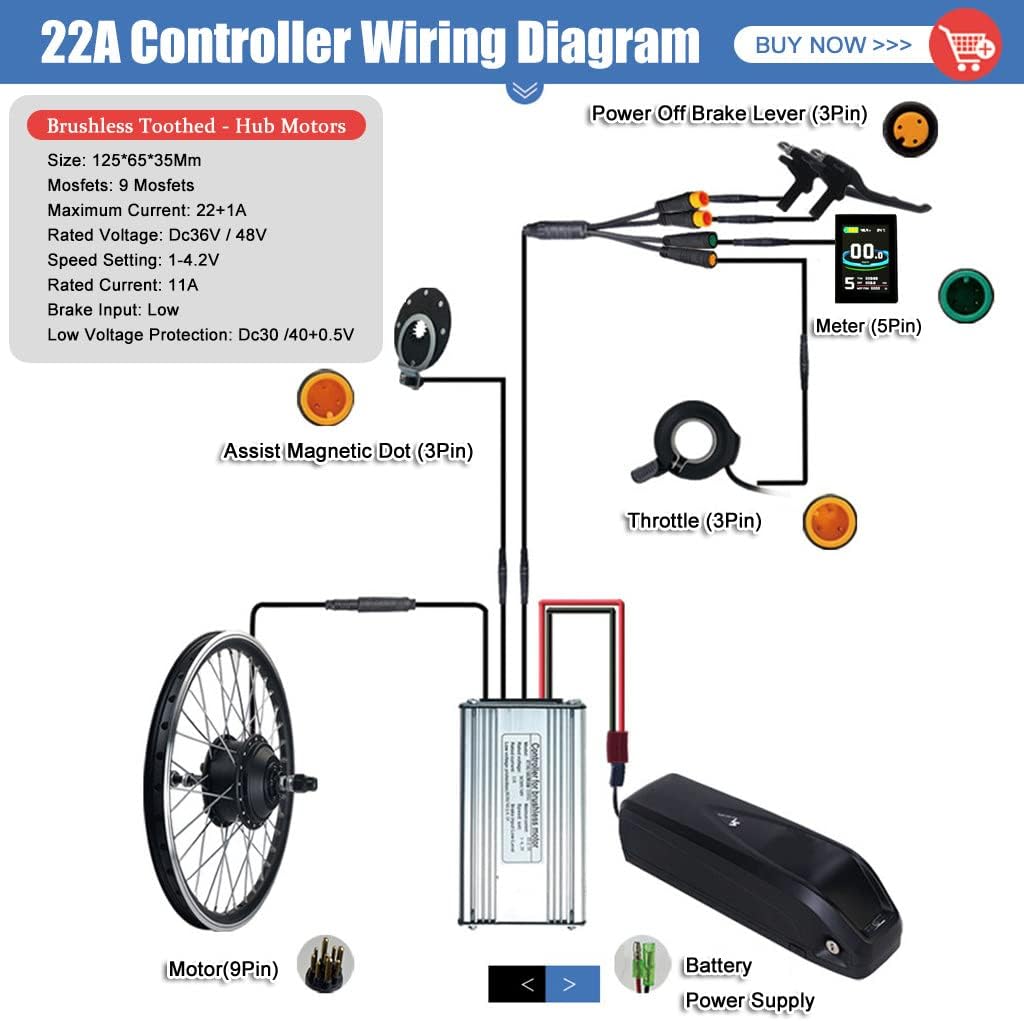 Electric Bicycle Conversion Kit 36V/48V 250W/350W/500W Rear Wheel U300169